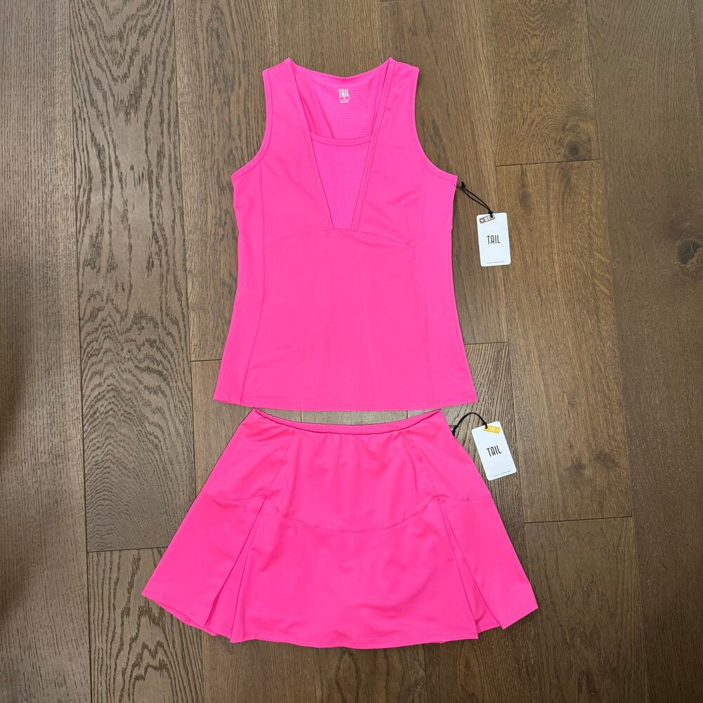 NWT Tail Activewear Tennis Set Calista Racerback Tank & Prudence Skort Rose S